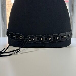 Black Braided Suede Belt Silver Accents Tie Adjustable Western Boho belt